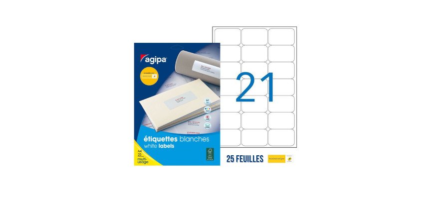 Etiquette adhésive Agipa 119613 blanche 38,1 x 63,5 mm multi-usage
