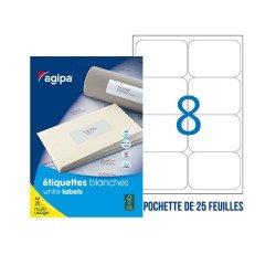 Adhesive labels Agipa 119610 white 99.1 x 67.7 mm multi-purpose - Pack of 200