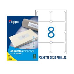 Etiquette adhésive Agipa 119610 blanche 99,1 x 67,7 mm multi-usage - Pochette de 200