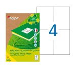 Etiquette adresse recyclée 105 x 148,5 mm Agipa 101193 blanche multi-usage - Boîte de 400