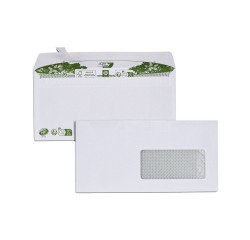 Sobre reciclado 110 x 220 mm ERA PURE GPV 80 g con ventana 45 x 100 blanca - Caja de 200