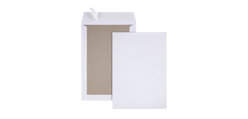 Umschlag mit Kartonrücken weißer Kraft 120 g GPV 229 x 324 ohne Fenster - Schachtel mit 25 Stück