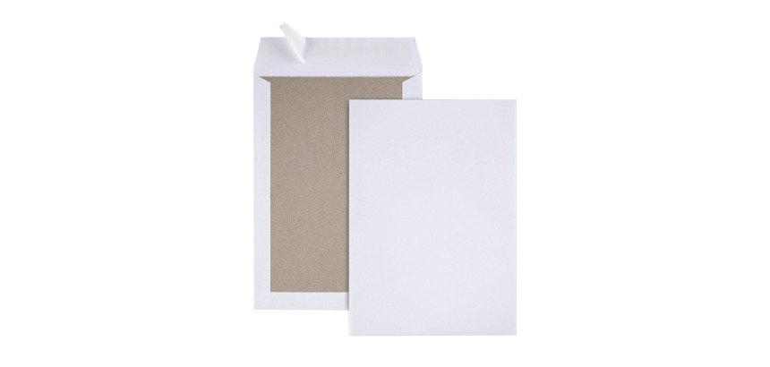 Pochette dos carton kraft blanc 120 g GPV sans fenêtre - Boîte de 25