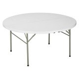 Table pliante ronde Valiz' en polyéthylène avec poignée plateau diamètre 154 cm / pour 8 à 10 personnes