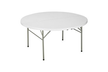 Table pliante ronde Valiz' en polyéthylène avec poignée plateau diamètre 154 cm / pour 8 à 10 personnes