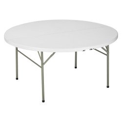 Table pliante ronde Valiz' en polyéthylène avec poignée plateau diamètre 154 cm / pour 8 à 10 personnes