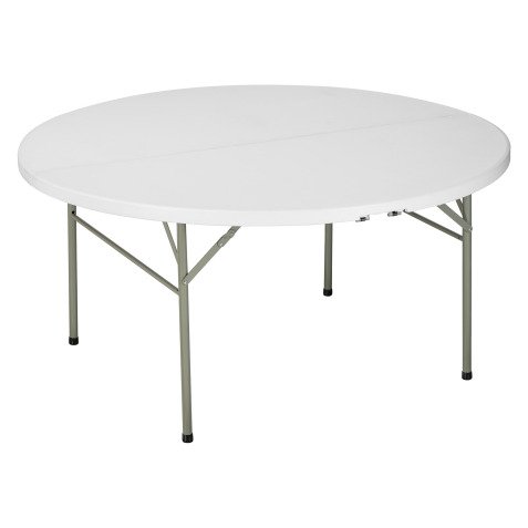Table pliante ronde Valiz' en polyéthylène avec poignée plateau diamètre 154 cm / pour 8 à 10 personnes