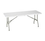 Table pliante rectangulaire avec poignée ALIZEE L 182 x H 74 x P 75 cm blanche