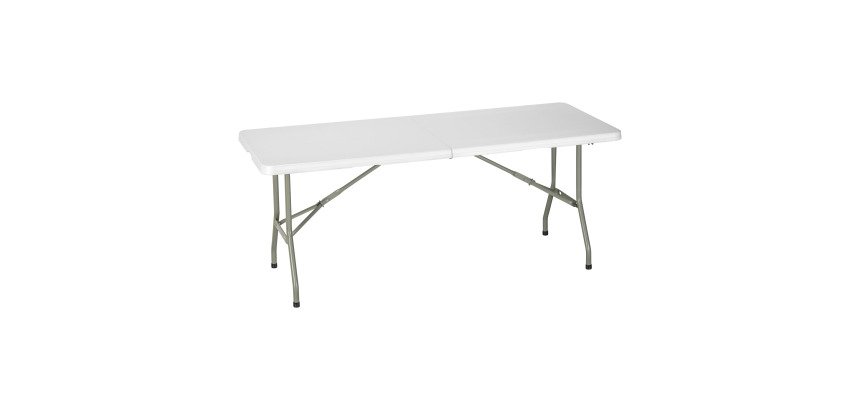Table pliante rectangulaire avec poignée ALIZEE L 182 x H 74 x P 75 cm blanche