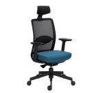 Chaise de bureau ERGO MOOV' - Tissu et maille - Dossier avec soutien lombaire rembourré  - Appui-tête - Accoudoirs - Mécanisme synchrone avec réglage profondeur d'assise