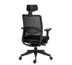Chaise de bureau ERGO MOOV' - Tissu et maille - Dossier haut avec soutien lombaire - Appui-tête - Accoudoirs - Mécanisme synchrone avec réglage profondeur d'assise