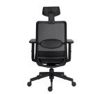 Chaise de bureau ERGO MOOV' - Tissu et maille - Dossier haut avec soutien lombaire - Appui-tête - Accoudoirs - Mécanisme synchrone avec réglage profondeur d'assise