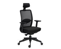 Chaise de bureau ERGO MOOV' - Tissu et maille - Dossier haut avec soutien lombaire - Appui-tête - Accoudoirs - Mécanisme synchrone avec réglage profondeur d'assise