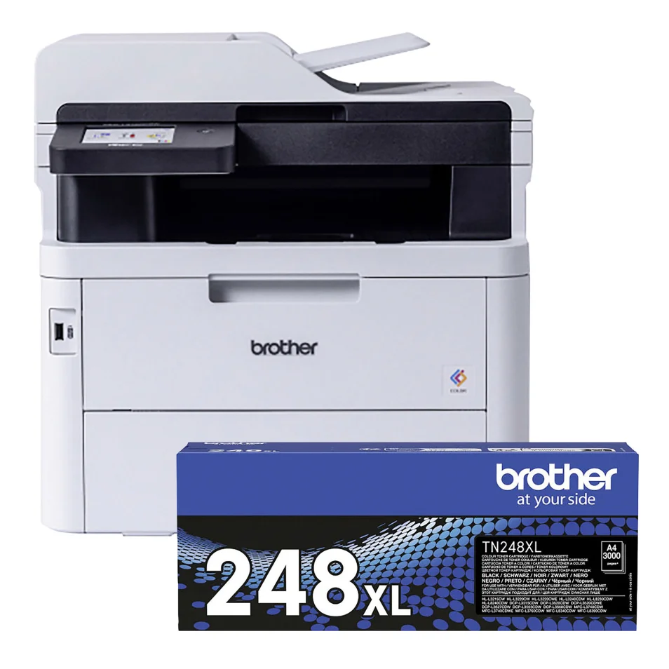 Ensemble BROTHER : Imprimante multifonction laser couleur 4 en 1 A4 MFC- L3760CDW + Toner TN248XL noir sur