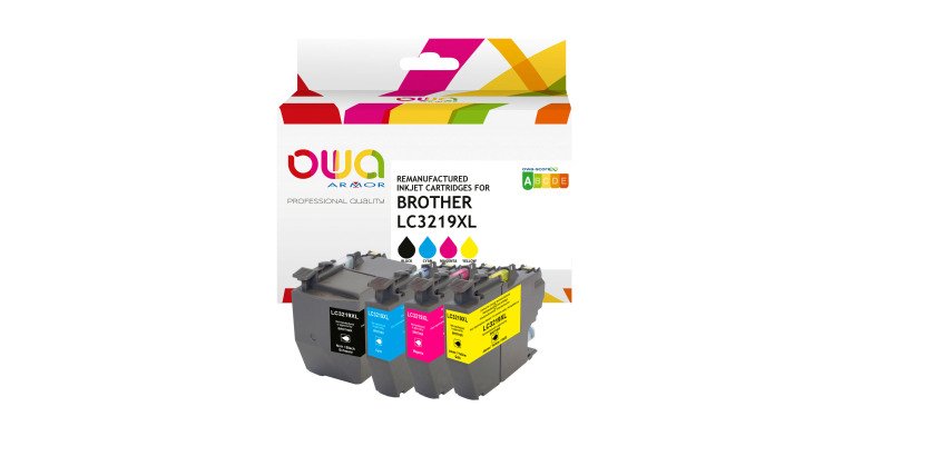 Pack 4 cartouches OWA noir et couleurs équivalent BROTHER LC3219XL pour imprimante jet d'encre