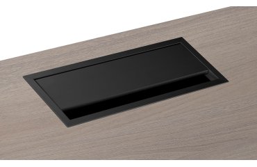 Tapa pasacables metálica rectangular An. 24 x Fon 10 cm para mesa Ecla 