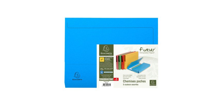 Pack 5 Subcarpetas bolsa Forever® 290 g/m2 - 24 x 32 cm Colores Surtidos Vivos