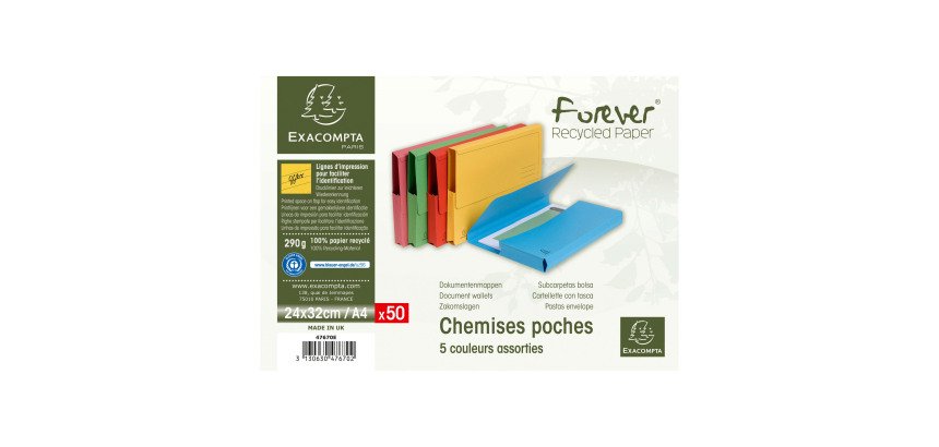 Pack de 50 Subcarpetas bolsa Forever® 290 g/m2 - 24 x 32 cm