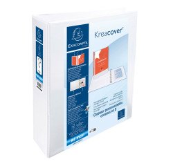 Carpeta Exacompta 2 anillas mixtas 50mm forrada 3 bolsos exteriores Krea Cover - A4 maxi - Blanco