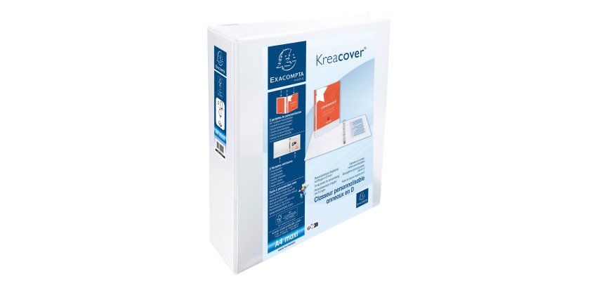 Carpeta Exacompta 2 anillas mixtas 50mm forrada 3 bolsos exteriores Krea Cover - A4 maxi - Blanco
