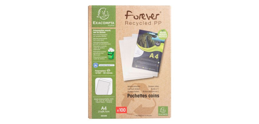 Dossier uñero polipropileno reciclado Forever® 12/100e Cristal - paquete de 100