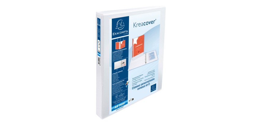 Carpeta Exacompta 4 anillas mixtas 30mm forrada 3 bolsas exteriores Krea Cover - A4 maxi - Blanco