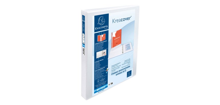 Carpeta Exacompta 4 anillas mixtas 30mm forrada 3 bolsas exteriores Krea Cover - A4 maxi - Blanco