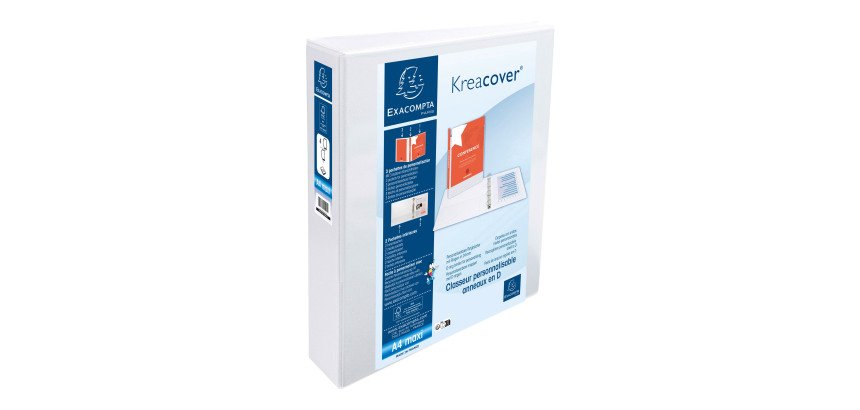 Carpeta Exacompta 4 anillas mixtas 50mm forrada 3 bolsas exteriores Krea Cover - A4 maxi - Blanco