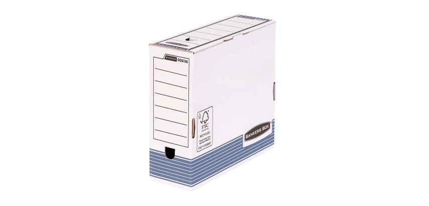 Boîte archives carton Bankers Box by Fellowes - dos 10 cm - bleue  - format A3
