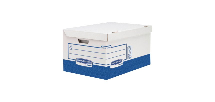 Caisse archives carton Bankers Box by Fellowes - H 28,7 x L 39,5 x P 56,5 cm. - bleue