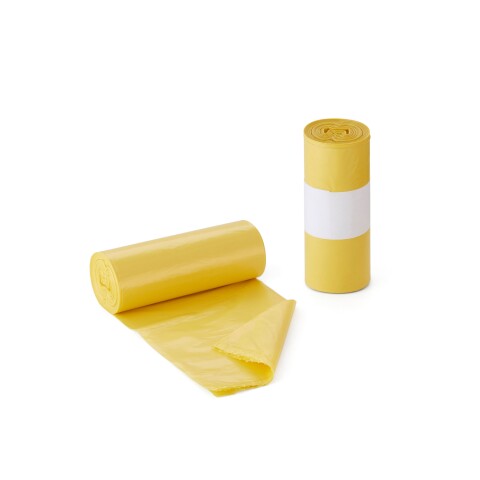 Rollo de 25 bolsas de basura 52 x 60 cm 20 micras amarilla