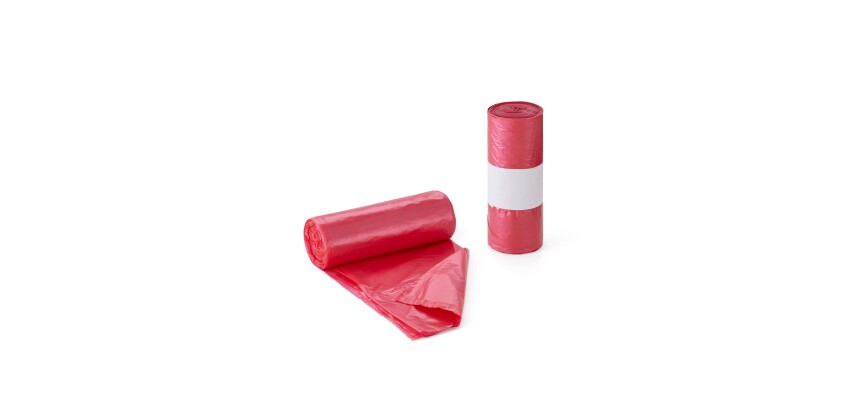 Rollo de 25 bolsas de basura 54 x 60 cm 20 micras roja