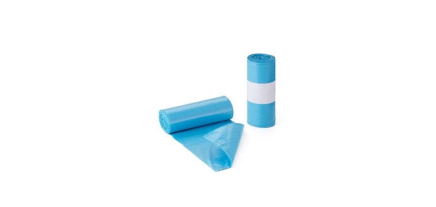 Rollo de 25 bolsas de basura 54 x 60 cm 20 micras azul