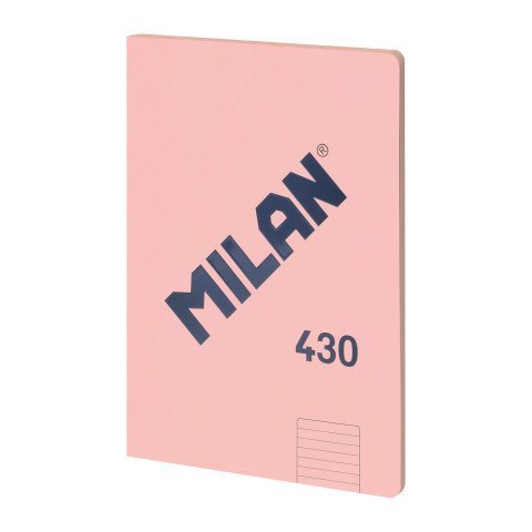 Cuaderno encolado tapa flexible A4 48 hojas Rayas MILAN Rosa