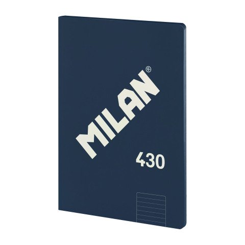 Cuaderno encolado tapa flexible A4 48 hojas Rayas MILAN Azul Marino