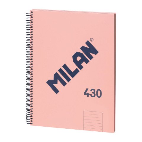 Cuaderno tapa cartón duro A4 80 hojas Rayado MILAN Rosa