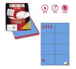 Etichette adesive C/512 - in carta - permanenti - 105 x 74,25 mm - 8 et/fg - 100 fogli - blu - Markin