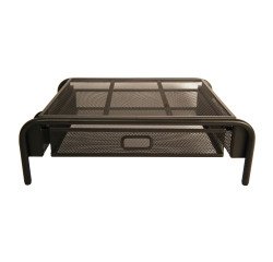 Organizador de escritorio y soporte de pantalla de metal negro Pierre-Henry Mesh