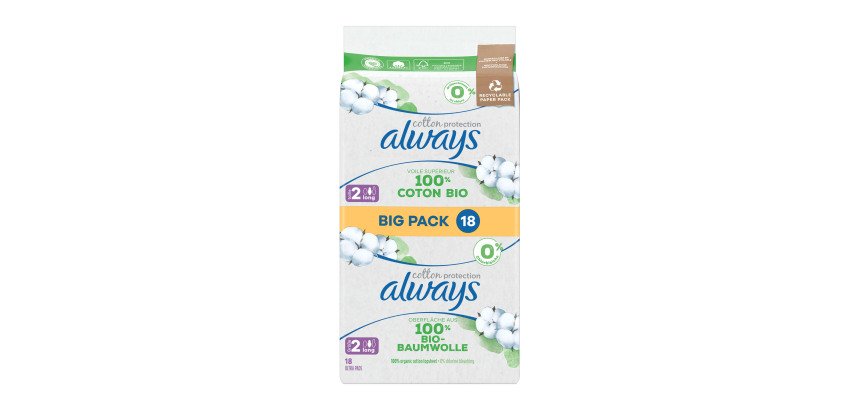 Serviettes hygiéniques long avec ailettes Cotton Bio Always