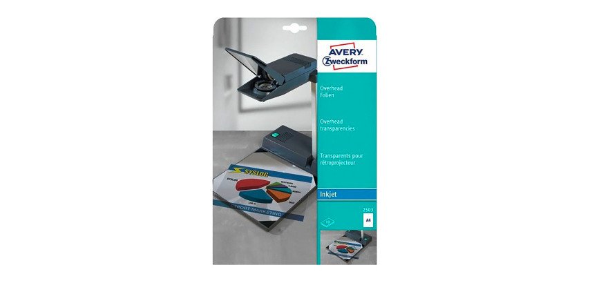 Transparencias A4 para inkjet Avery paquete de 10 hojas