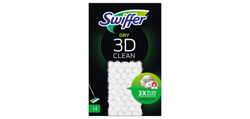 Lingettes sèches Swiffer 3D Clean - Boîte de 14