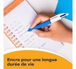Stylo bille Bic 4 couleurs rétractable 0,6 mm