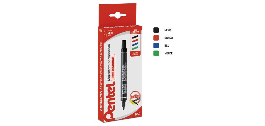 Pentel Permanent marker N50 Round Assorted Pack 4