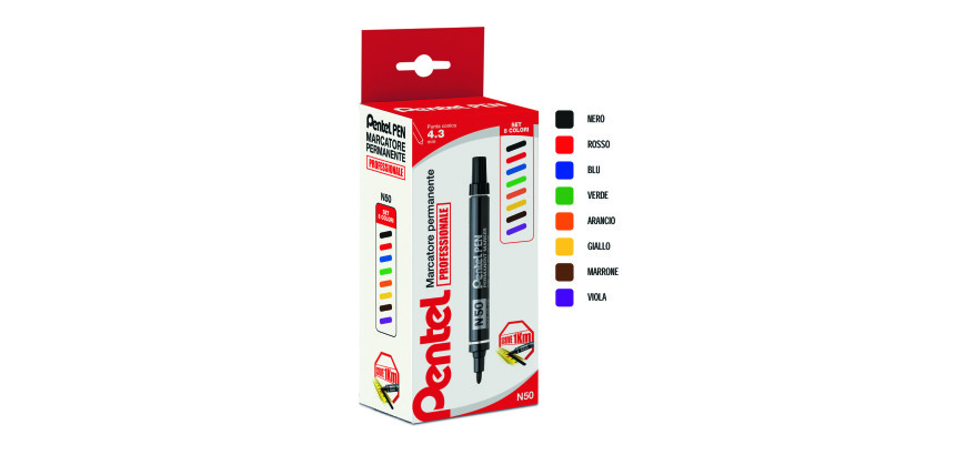 Marcatori permanenti Pentel N50 Tonda 1.3 mm assortiti 8 unità