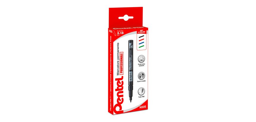 Marcatori permanenti Pentel Slim N50 Conica 1.5 mm assortiti 4 unità