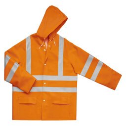 Veste de pluie haute visibilité orange fluo