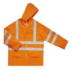 Chaqueta de lluvia alta visibilidad naranja