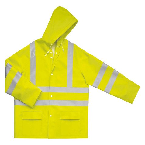 Rain jacket high visibility fluo yellow on bruneau.lu