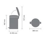 Poubelle métal 20 litres ronde à pédale Brabantia