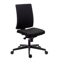 Chaise de bureau Navigo tissu noir - dossier haut - mécanisme Synchrone - pieds noir